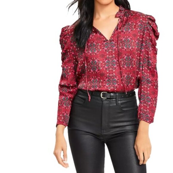 LOFT Red Floral Blouse - Picture 2 of 3